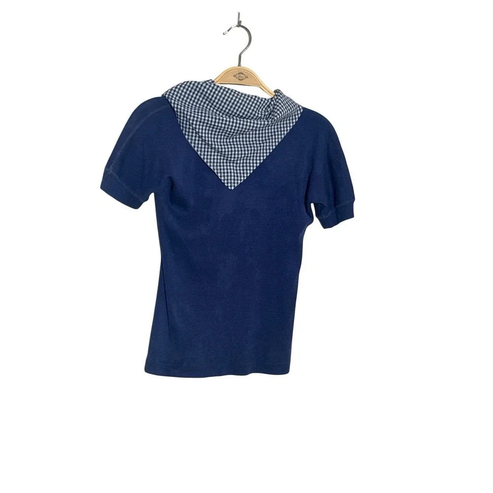 Vintage Retro Huka Doo Navy Collard Shirt  100%‎ Size: S/M